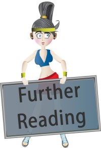 A woman in fitness gear holding a further reading sign.