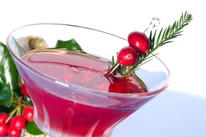 A cocktail drink with a Christmas decoration.