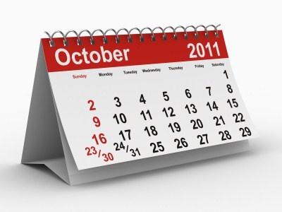A calendar showing October 2011.