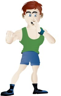 A cartoon man wearing fitness gear and posing.