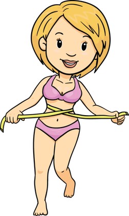 A cartoon woman with a tape measure.