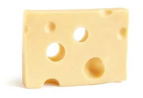 A block of swiss cheese.