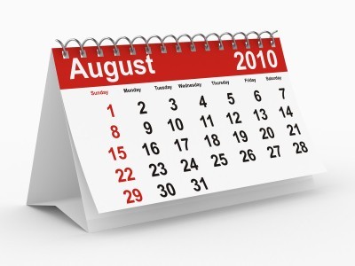 A calendar showing August 2010.