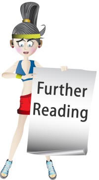 A woman in fitness gear holding a further reading sign.