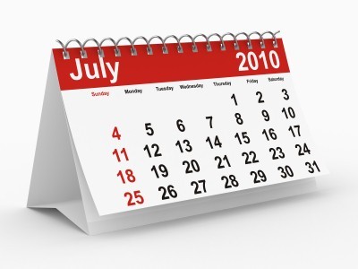 A calendar showing July 2010.