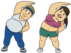 A man and woman stretching.
